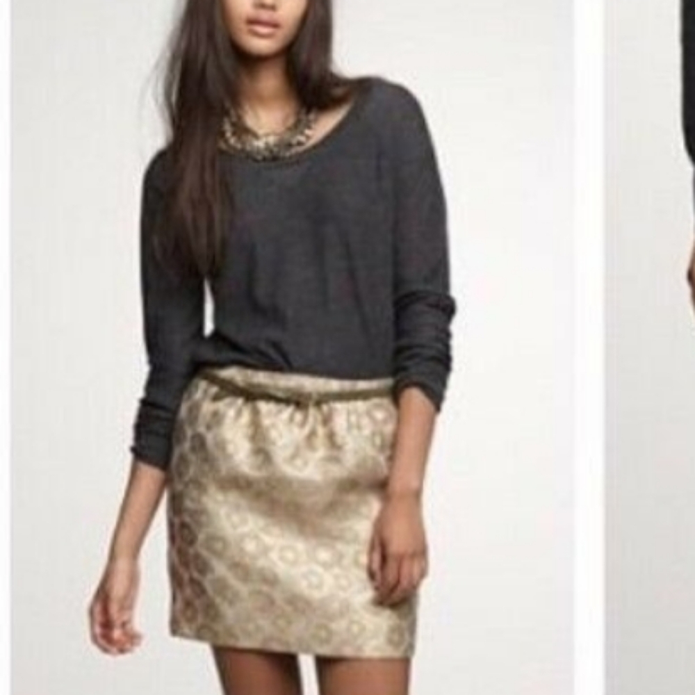 J crew goldenrod jacquard mini skirt